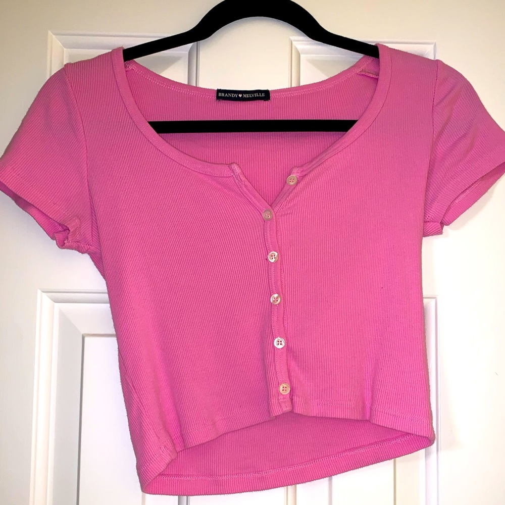 Brandy Melville cropped basic tee in pink